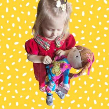 June Garden 15.5" Dressy Friends Belle - Educational Stuffed Plush Doll for Kids and Toddlers 2 Years and Up - Montessori Buckle Soft Toy