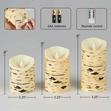 Birch Bark LED Candles - Flameless & Remote Controlled