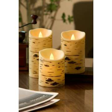 Birch Bark LED Candles - Flameless & Remote Controlled