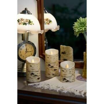 Birch Bark LED Candles - Flameless & Remote Controlled