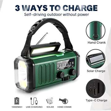 Emergency Crank Radio with Solar & USB Charging