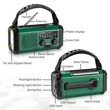 Emergency Crank Radio with Solar & USB Charging