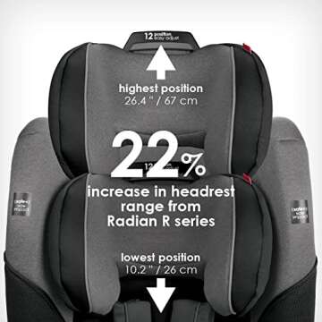 Diono Radian 3QX 4-in-1 Rear & Forward Facing Convertible Car Seat, Safe+ Engineering 3 Stage Infant Protection, 10 Years 1 Car Seat, Ultimate Protection, Slim Fit 3 Across, Gray Slate