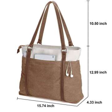 Versatile Women's Work Bag with Laptop Compartment & Zipper Pockets