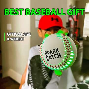 SPARK CATCH Light Up Baseball, Glow in The Dark Baseball, Sports Gear Accessories Gifts for Boys 8-15 Years Old