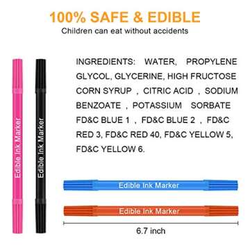 Food Coloring Markers, Double Sided Food Coloring Pens with Fine & Thick Tip, Edible Gourmet Writer Food Grade Decorator Pens for Decorating Cookies, Cakes, Fondant, Desserts, Easter Eggs Writing