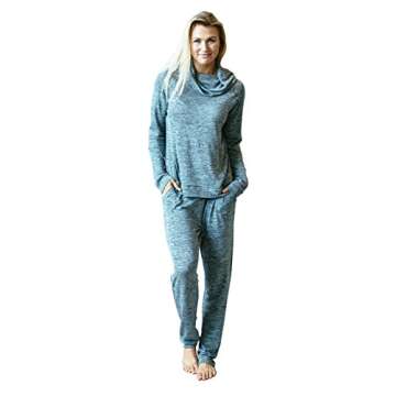 DM Merchandising Inc. Hello Mello Carefree Threads Womens Loungewear Pants With Pockets and Adjustable Elastic Waistband, Matching Drawstring Bag- Mint Large 12-14