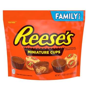 REESE'S Miniatures Milk Chocolate Peanut Butter Cups, Halloween Candy Family Pack, 17.6 oz