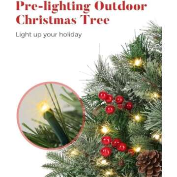 Holiday Planters, Holiday Planter Filler, Prelit Holiday Planter,Christmas Holiday Planter Filler Outdoor Decorations, Lighted Artificial Xmas Pine Trees with Tripod Stake with 60 LED Lights (White)