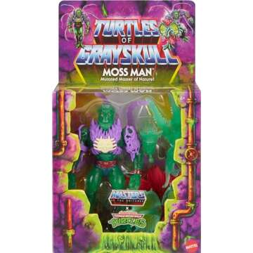 Masters of the Universe Origins Turtles of Grayskull Action Figure, Deluxe Posable Mutated Moss Man Toy, Teenage Mutant Ninja & Masters of the Universe Crossover