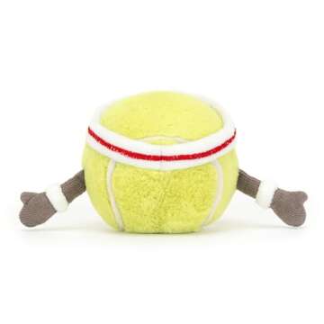 Jellycat Amuseables Tennis Ball Stuffed Toy, 3.5 inches | Tennis Ball Plush | for Sports Fans