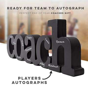 Coach Wood Word Silver Pen | Wood Words ChalkTalk Sports | Coach Gift | Shelf Desk Décor | Ready to Autograph