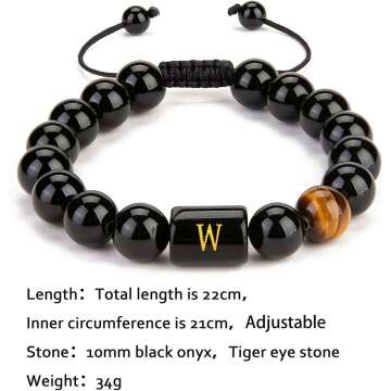 Men's Initials Bracelets - Handmade Stone Beads