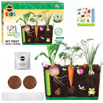 Miracle GRO My First Root Viewer- Decorate & Plant Your Own Garden - Stem Kit for Kids - Soil & Vegetable Seeds Included - Science Educational Teens Kids Gardening Set Age 6+, Multicolor