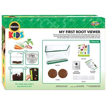 Miracle GRO My First Root Viewer- Decorate & Plant Your Own Garden - Stem Kit for Kids - Soil & Vegetable Seeds Included - Science Educational Teens Kids Gardening Set Age 6+, Multicolor