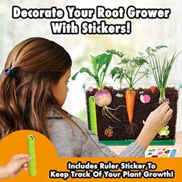 Miracle GRO My First Root Viewer- Decorate & Plant Your Own Garden - Stem Kit for Kids - Soil & Vegetable Seeds Included - Science Educational Teens Kids Gardening Set Age 6+, Multicolor