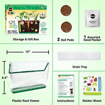 Miracle GRO My First Root Viewer- Decorate & Plant Your Own Garden - Stem Kit for Kids - Soil & Vegetable Seeds Included - Science Educational Teens Kids Gardening Set Age 6+, Multicolor