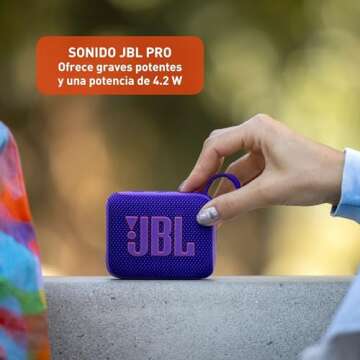 JBL Go 4 - Ultra-Portable, Waterproof and Dustproof Bluetooth Speaker, Big Pro Sound with Punchy bass, 7-Hour Built-in Battery, Made in Part with Recycled Materials (Purple)