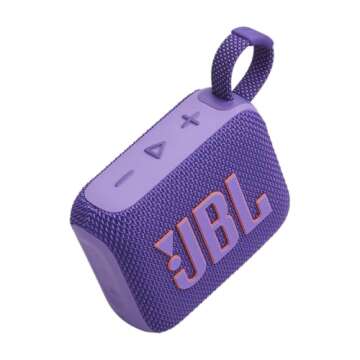 JBL Go 4 - Ultra-Portable, Waterproof and Dustproof Bluetooth Speaker, Big Pro Sound with Punchy bass, 7-Hour Built-in Battery, Made in Part with Recycled Materials (Purple)