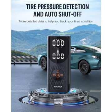 REHOTTOP Tire Inflator Portable Air Compressor, 20000mAh & 160PSI Air Pump for Car Tires, 4X Fast Inflation Air Compressor with Tire Gauge Pressure, Tire Pump with LED for Car Motor Bike Ball