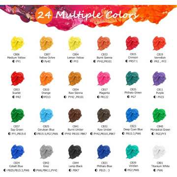 Caliart Acrylic Paint Set - 24 Colors & 12 Brushes