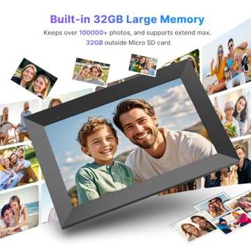 MaxAngel Digital Picture Frame 32GB Storage 10.1 Inch WiFi Electronic Photo Frame SD Card Slot IPS Touch Screen HD Display Auto-Rotate Slideshow Share Videos Photos Send Wishes via Uhale Remotely