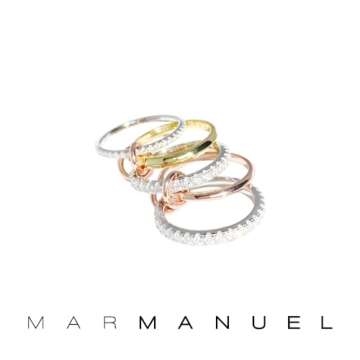 MAR MANUEL Stackable Rings for Women | Five Piece Multiple Ring with 14K Gold Plated Rings, Silver Plated Rings and Zircon Stones | Ring