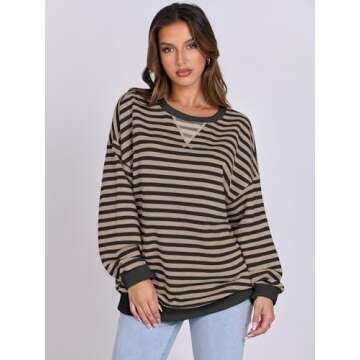 ANRABESS Women's Striped Oversized Sweatshirt - Trendy Fall Fashion 2024