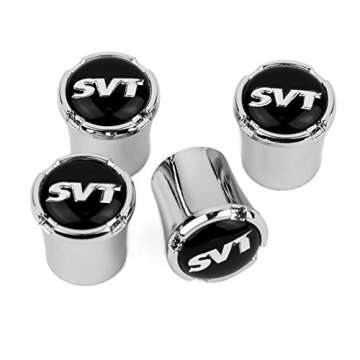 HEM HIGH-END MOTORSPORTS Chrome Tire Valve Stem Caps for Ford SVT Vehicles, SVT Logos, Made in USA