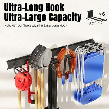 Wall Mount Garden Tool Organizer - Store Shovels & Rakes