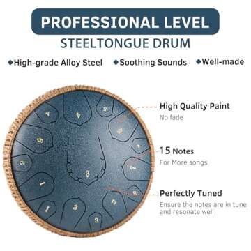 Steel Tongue Drum Panda Drum 15 Notes 12 Inches Rain Drum for Outside Garden Premium Handpan Drum Steel Drum Set for Adults Musical Instruments for Education Entertainment Meditation Yoga Zen Gifts