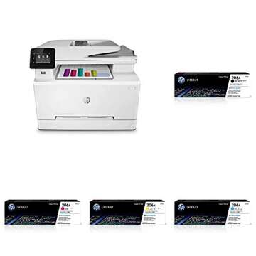 HP Color LaserJet Pro M283fdw Wireless All-in-One Laser Printer, Remote Mobile Print, Scan & Copy, Duplex Printing (7KW75A) with -Toner -Cartridges - 4 Colors