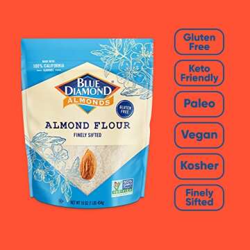 Blue Diamond Almonds, Almond Flour, Gluten Free, Blanched, Finely Sifted, 1 Lb