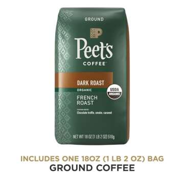 Peet's Coffee, USDA Organic Dark Roast Ground Coffee - French Roast 18 Ounce Bag