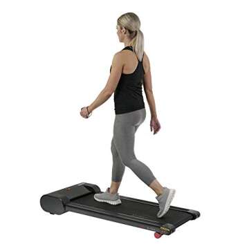 Sunny Health & Fitness Black Slim Under Desk Walking Treadpad with Remote Control, LCD Display, Improved Safety, and Energy-Efficient Design - SF-T7945