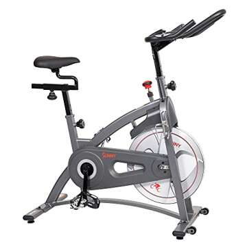 Sunny Health & Fitness Indoor Cycling Exercise Bike w/4-Way Adjustable Seat & Pulse Sensors, Home Cardio Training Equipment w/Micro-Adjustable Magnetic Resistance, Optional 29, 30, 40 Pound Flywheel