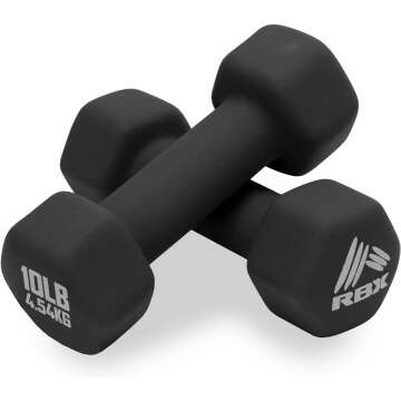 RBX Neoprene Dumbbell Weight Set - Non-Slip Strength Training Gear