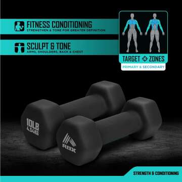 RBX Dumbbell Weights - Non-Slip Neoprene Arm Weights