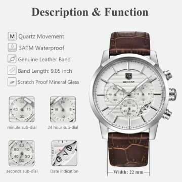 BENYAR Waterproof Quartz Chronograph Watch for Men