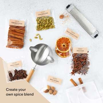 Mulled Wine Kit | Stainless Steel Infuser for Wine & Spices, 10 Reusable Bags, Ladle | Wine Gifts for Women, Valentines Gift Ideas, Unique Hostess Gifts