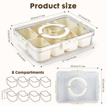 PANYEE Snack Box Container,Divided Serving Tray with Lid and Handle, Snackle box Charcuterie for Portable Snack Platters - Clear Organizer for Candy,Fruits,Nuts,Snacks-for Party,Entertaining,Picnic