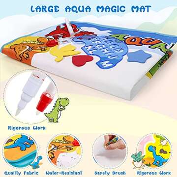 Kids Toys Water Doodle Mat: Dinosaur Painting Coloring Pad for Toddlers 1-3 - Aqua Magic Drawing Board for 2 3 4 Year Old Toddler Arts and Crafts Christmas Birthday Gifts for Girls Boys Age 2-4 3-5