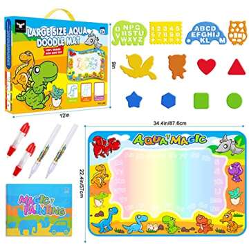 Kids Toys Water Doodle Mat: Dinosaur Painting Coloring Pad for Toddlers 1-3 - Aqua Magic Drawing Board for 2 3 4 Year Old Toddler Arts and Crafts Christmas Birthday Gifts for Girls Boys Age 2-4 3-5