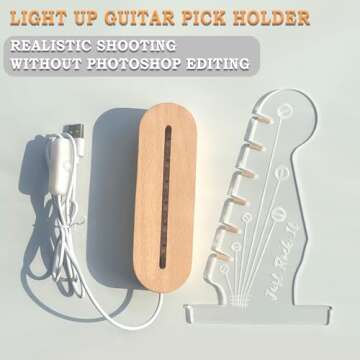 HSHS-US Acrylic Guitar Pick Holder with Light Up Base