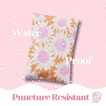 Pretty Package Store 10x13 Designer Poly Mailer 100 Pack Heavy Duty Waterproof Self Seal Shipping Bags for Small Business Large Mailing Envelopes Bulk Tear Resistant Cute Packaging Pink Blooms Flowers