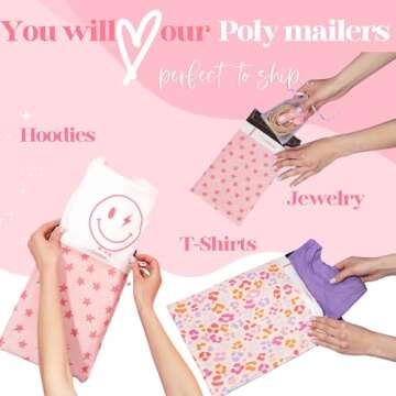 Pretty Package Store 10x13 Designer Poly Mailer 100 Pack Heavy Duty Waterproof Self Seal Shipping Bags for Small Business Large Mailing Envelopes Bulk Tear Resistant Cute Packaging Pink Blooms Flowers