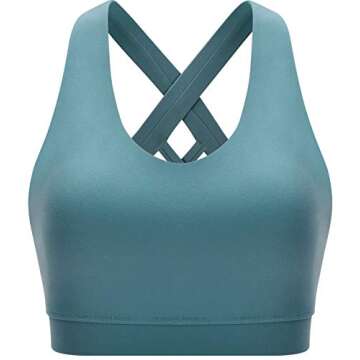 RUNNING GIRL Sports Bra for Women, Criss-Cross Back Padded Strappy Sports Bras Medium Support Yoga Bra with Removable Cups(WX2353D.Blue.XS)