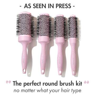 Lily England Round Blow Dry Brush Set for Women - Perfect for Voluminous Blowouts - Ceramic Ionic Technology - Luxury Gift for Her (Pink)