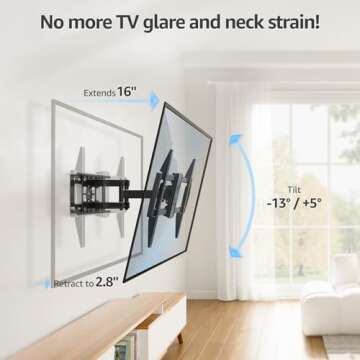 MOUNTUP Full Motion TV Wall Mount for 42-82 inch TVs - Articulating & Tilt Bracket