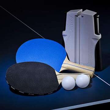 Franklin Sports Anywhere Table Tennis – Complete Portable Ping-Pong Set – includes Ping-Pong Paddles, Balls, Net, Plus Easy-Carry Bag – Easy Set-Up – Expands to 6’ – Easily Attaches to Table Surfaces